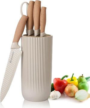 6-Piece Sharp Knife Set for Kitchen, Non-stick Non-slip Stainless Steel Chef Knife Set with Universal Knife Block Suitable for Home Restaurant