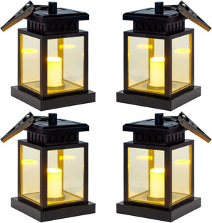 Hanging Solar Lights,Sunklly Waterproof LED Outdoor Candle Lantern Decorated in Garden Patio Deck (Pack of 4)