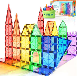 Magnetic Tiles Kids Toys, STEM Magnet Toys for Toddler Magnetic Blocks Building Toys, Preschool Learning Sensory Montessori Toys for 3+ Year Old Boys and Girls, Safe Creativity Toddler Kids Toys