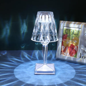 Portable Crystal Diamond Table Lamp,16 Color Touch Control Rechargeable Acrylic Bedside Desk Lamp