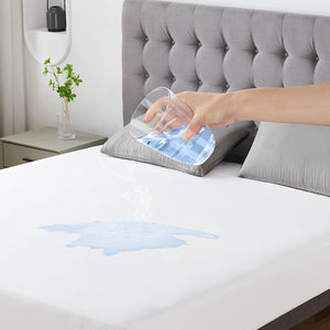 Waterproof Mattress Protector Fits up to 40 cm Deep, Terry Top Mattress Cover Fitted Style with Stretchable Pockets (Queen)