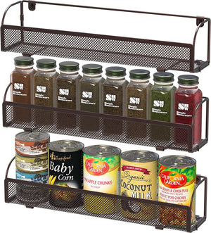 Wall-mounted Spice Rack Organizer Storage, Set of 3, Bronze