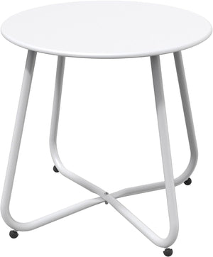 Steel Patio Side Table, Weather Resistant Outdoor Round End Table