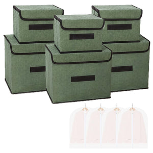 Cube Storage Organizer Bins, 6 Pack Large Capacity Closet Organizers and Storage With 4 Pack Garment Bags for Hanging Clothes