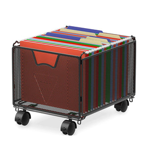 Hanging File Folder Organizer with Wheels, Mesh Rolling File Cube File Cart