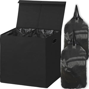 Double Laundry Hamper/Basket with Lid and Removable Liner