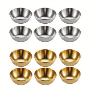 Small Stainless Steel Bowls 3.3 OZ Prep Bowl Soy Sauce Dish Dipping Sauce Cups(Set of 6)