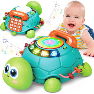 Baby Toys Early Learning Educational Toy with Light & Sound, Musical Turtle Crawling Baby Toys