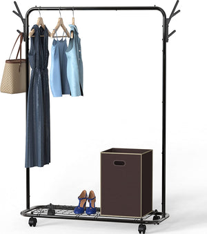 Clothes Hanger Rack Freestanding,Clothes Garment Coat Rack With Wheels And Hooks