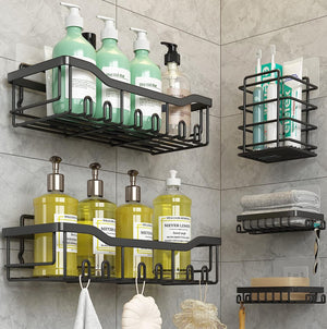 5-Pack Shower Caddy, No Drilling Adhesive Bathroom Shower Organizer Shelf