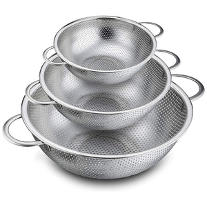 Colander Set of 3, Stainless Steel  Colanders Strainers for Draining Rinsing Washing Vegetables Fruits