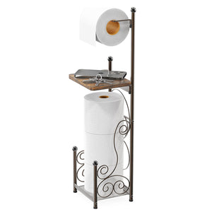 Toilet Paper Holder Stand, Free Standing Bathroom Tissue Roll Holder Stand