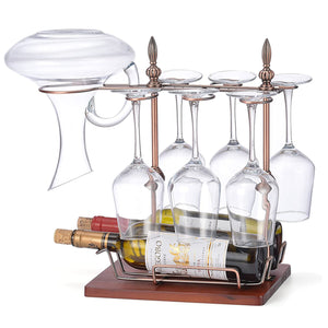 3 in 1 Wine Glass Decanter Drying Stand and Bottle Holder for Home Kitchen Bar Storage