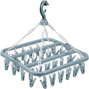 Clothes Drying Rack with 32 Pegs, Portable Folding Peg Airer for Socks Underwear Towel Scarves