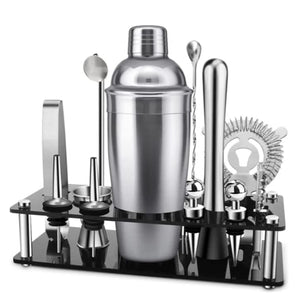 Cocktail Shaker Set with Stand, 13 Pcs Stainless Steel Bartender Kit, Professional Bar Tools for Drink Mixing Home Bar Party Gifts