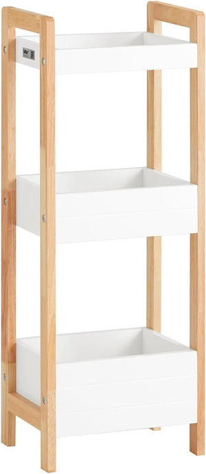 3-Tier Bathroom Shelf, White Storage Shelf, Organizer Shelving Unit