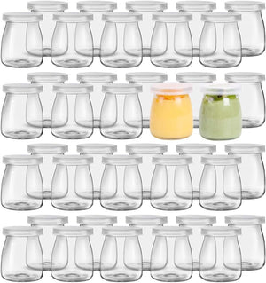 12 Pack Clear Yogurt Jars Glass Jars , Glass Pudding Jars Ideal for Jam, Honey, Wedding Favors, Shower Favors, Baby Foods