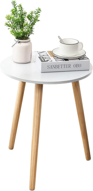 Round Side Table, Nightstand End Table for Small Spaces, Living Room, Bedroom, Balcony, Easy Assembly Boho Bedside Table 40cm