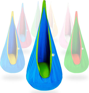 Kids Pod Swing Seat, Cotton Child Hanging Hammock Chair Nest for Indoor and Outdoor with Inflatable Pillow