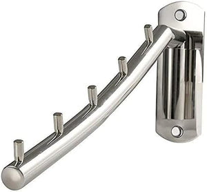 Wall Mounted Folding Clothes Hanger Rack, Garment Hooks with Swing Arm Holder