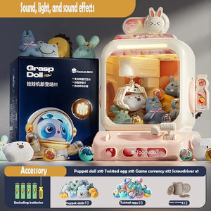 DIY Doll Machine Kids Coin Operated Play Game, Mini Claw Catch Toy Crane Machines, Music Doll Children Xmas Gifts Toys