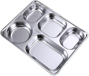 Stainless Steel Divided Dinner Tray Lunch， Container Food Plate for School Cantee- Durable, Anti-Rust Design