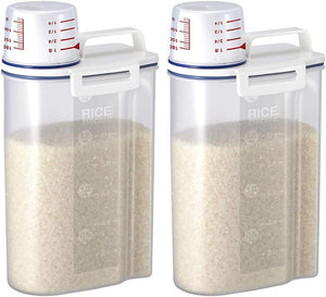 Asvel Rice Container Bin with Pour Spout Plastic Clear 2kg(2 Pack)