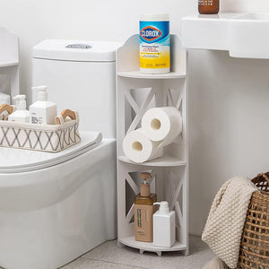 Corner Shelf Stand 3 Tier, Storage Organizer Great for Bathroom, Corner Shelf Perfect for Small Space,Waterproof Toilet Paper Stand
