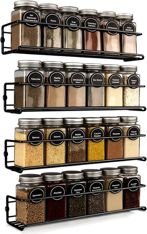 4PCS Kitchen Spice Rack, Cabinet Shelves Jar Bottle Storage Organizer Wall Mount