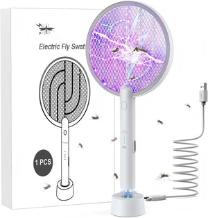 Electric Fly Swatter 4000V Bug Zapper Racket 2 in 1,  with 1200mAh Battery Rechargeable, for Indoor and Outdoor
