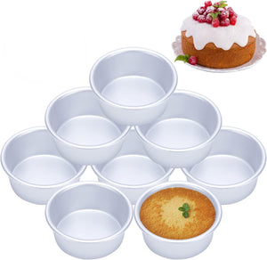 4 Inch Cake Pan, Anodized Aluminum Round Cake Pans Tins Baking Pan for Cheese Cake, Pizza, Quiche, Non Toxic, Leakproof, Easy Release(Set of 8)