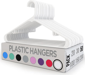 Plastic Hangers 50 Pack ,Clothes Hanger with Hooks,Coat Hanger ,Skirt Hangers