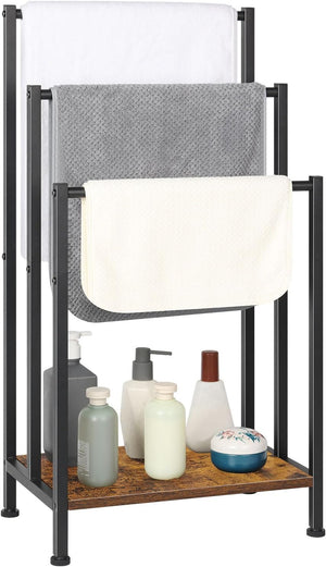 3 Tier Towel Rack Rail Freestanding Holder, Bathroom Organizer Laundry Drying Bar