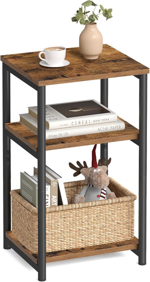Storage Shelf Side Table, Vintage Brown
