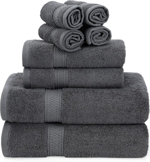 8 Piece Towel Set - 2 Bath Towels, 2 Hand Towels and 4 Washcloths Cotton Hotel Quality Super Soft and Highly Absorbent