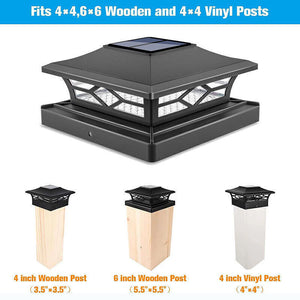 LED Solar Post Cap Lamp Waterproof Outdoor Deck Light Garden Patio Fence Decor(2PCS 4x4/6x6)