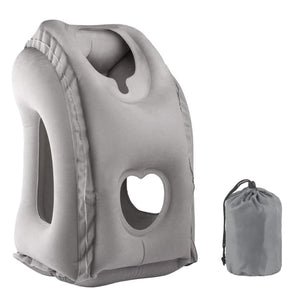 Inflatable Travel Pillow, Airplane Neck Pillow Comfortably Supports Head and Chin for Airplanes, Trains, Cars and Office Napping