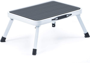 Step Stool,Folding One Step Ladder with Non-Slip Rubber Mat,Lightweight Steel Kitchen Stool,Holds up to 150KG