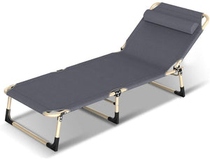 Folding Camping Cot, Convertible Lounge-Recliner, 4 Position Adjustable Camping Bed