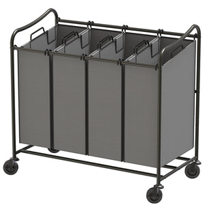 Laundry Sorter Rolling Cart, 4-Bag Laundry Trolley for Laundry Organizer Laundry Basket Laundry Clothes Hamper