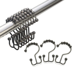 Shower Curtain Hook Ring,  Set of 12 Stainless Steel Metal Bath Hook