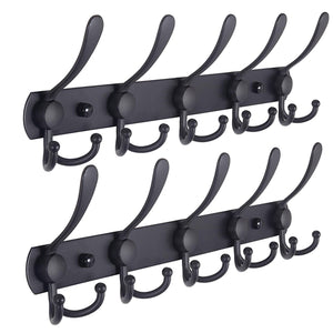 Wall Mounted Coat Rack, Metal Coat Hook Rail for Coat Hat Towel Purse Robes Mudroom Bathroom Entryway (2 Packs)