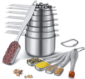 Kitchen Cooking Stainless Steel Measuring Spoons And Measuring Cups (13 Piece Set)