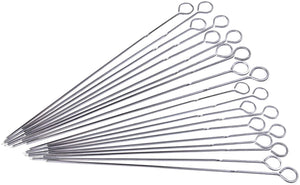 Set of 10 Kabob Skewers 15" Stainless Steel BBQ Barbecue Skewers Metal Grilling Skewers Set, Reusable BBQ Sticks