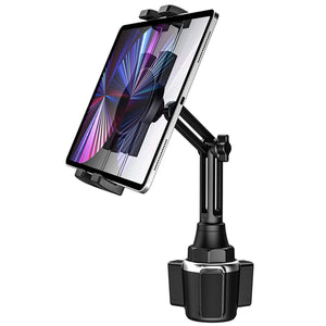 Cup Holder Car Tablet Mount, iPad Mount Holder for Car/Truck, 360° Rotation Adjustable Universal Tablet Stand Cradle