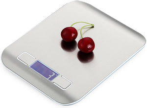 Digital Food Scale, Kitchen Scale 11 lb 5 kg Stainless Steel Waterproof Silver