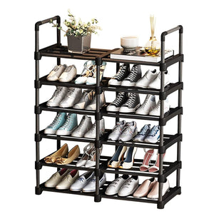6 Tiers Shoe Storage Organizer Shelf Adjustable Stainless Steel Shoe Stand, Durable Large Free Standing Shoe Rack for Home Doorway Hallway