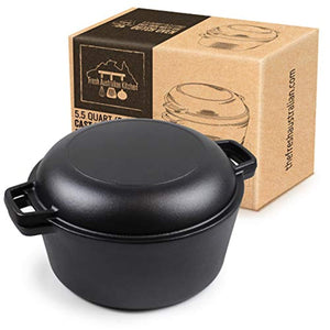 Pre-Seasoned Cast Iron Double Dutch Oven Casserole Pot  | Tough, Solid and Built to Last.