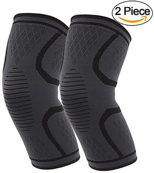 2 Piece Compression Knee Sleeve, Knee Brace Support for Sports-Large