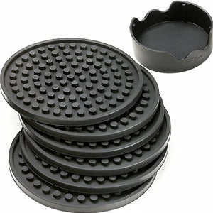 6 Pack Drink Coasters with Holder for Drinks, Non-stick to Cup With Ridged Silicon Base